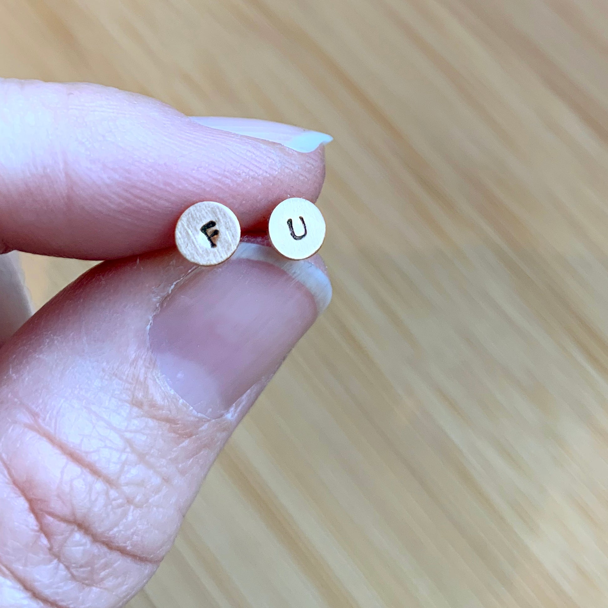 Tiny Circle Stamped Stud Earrings (Gold-Filled)
